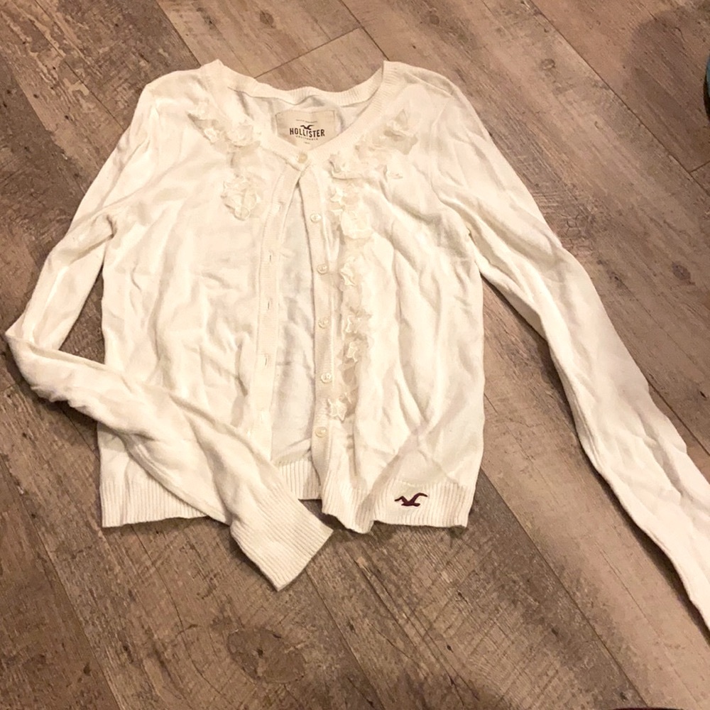 White button down sweater